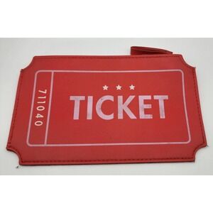 Ipsy Red Ticket Stub Makeup Bag Cosmetic Pouch Zippered Travel Organizer 711040
